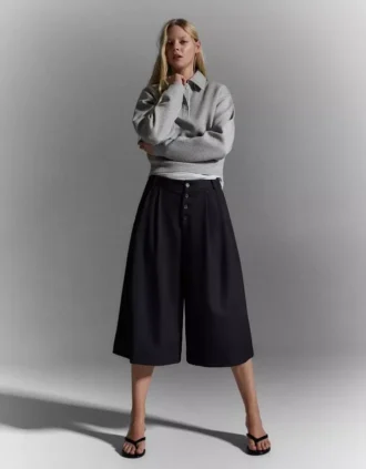 Pantalones cortos tipo culotte a rayas