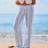 Pantalones de mezcla de lino a rayas