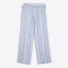 Pantalones de mezcla de lino a rayas