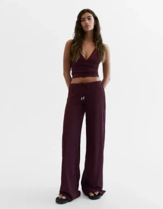 Pantalones de pierna ancha con cintura elástica