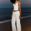 Pantalones de pierna ancha con cintura elástica