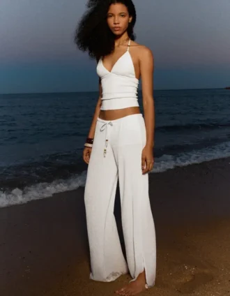 Pantalones de pierna ancha con cintura elástica