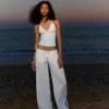 Pantalones de pierna ancha con cintura elástica