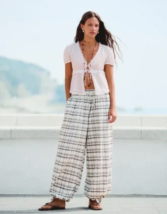 Pantalones de tiro bajo a cuadros Pantalones de tiro bajo a cuadros