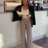 Pantalones rectos con estampado a rayas