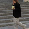 Pantalones rectos con estampado a rayas
