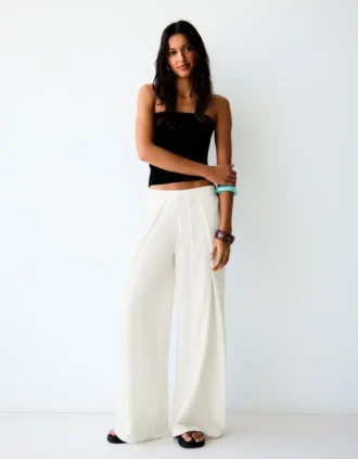Pantalones rústicos Wide Leg con pliegues