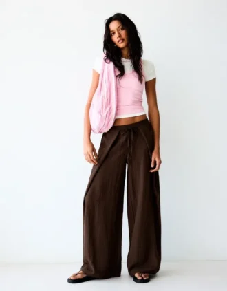 Pantalones rústicos Wide Leg con pliegues