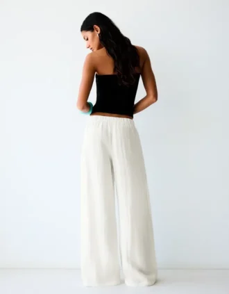 Pantalones rústicos Wide Leg con pliegues
