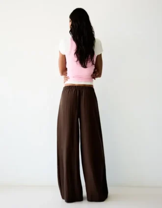 Pantalones rústicos Wide Leg con pliegues