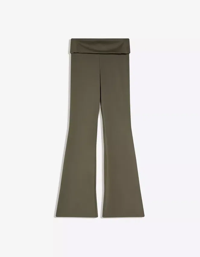 Pantalones técnicos acampanados con cintura remangada – Pantalones Pantalones técnicos acampanados con cintura remangada – Pantalones