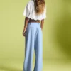 Pantalones voluminosos de doble tejido