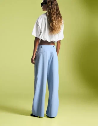 Pantalones voluminosos de doble tejido