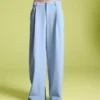 Pantalones voluminosos de doble tejido