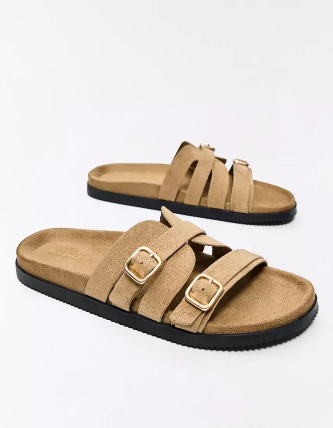 Sandalias planas con detalle de hebilla – Sandalias planas – Mujer Sandalias planas con detalle de hebilla – Sandalias planas – Mujer