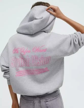 Sudadera con capucha Oversize estampada y cremallera Sudadera con capucha Oversize estampada y cremallera