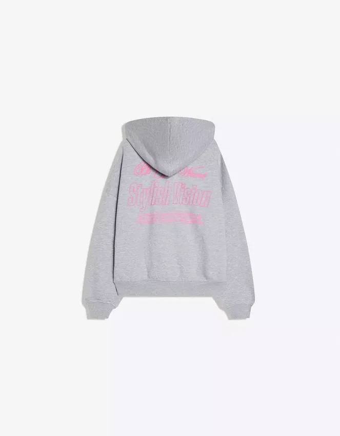 Sudadera con capucha Oversize estampada y cremallera Sudadera con capucha Oversize estampada y cremallera