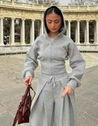 Sudadera con capucha y cremallera de cintura alta – #Bershkastyle – Mujer