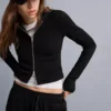 Sudadera con capucha y cremallera de mezcla de modal suave – Sudaderas y jerséis con capucha
