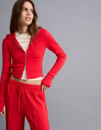 Sudadera con capucha y cremallera de mezcla de modal suave – Sudaderas y jerséis con capucha