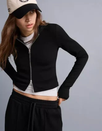 Sudadera con capucha y cremallera de mezcla de modal suave – Sudaderas y jerséis con capucha