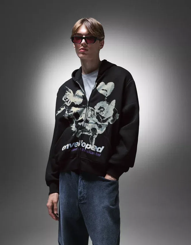 Sudadera con capucha y cremallera estampada – Sudaderas y jerséis con capucha Sudadera con capucha y cremallera estampada – Sudaderas y jerséis con capucha