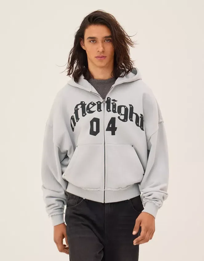 Sudadera con cremallera de corte holgado y estampado – Sudaderas y jerséis con capucha Sudadera con cremallera de corte holgado y estampado – Sudaderas y jerséis con capucha