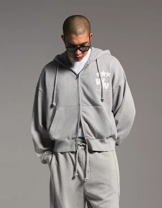 Sudadera con cremallera de corte holgado y estampado – Sudaderas y jerséis con capucha Sudadera con cremallera de corte holgado y estampado – Sudaderas y jerséis con capucha