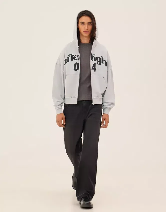 Sudadera con cremallera de corte holgado y estampado – Sudaderas y jerséis con capucha Sudadera con cremallera de corte holgado y estampado – Sudaderas y jerséis con capucha