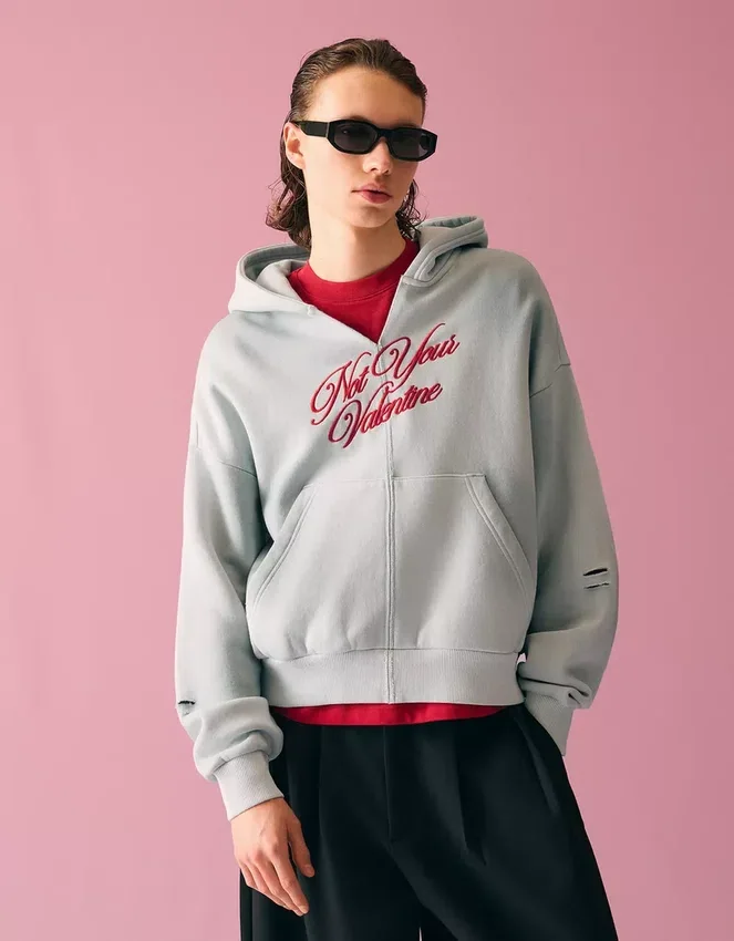 Sudadera con capucha corta con efecto lavado – Hombre Sudadera con capucha corta con efecto lavado – Hombre