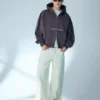 Sudadera corta de corte holgado con cremallera y estampado – Sudaderas y jerséis con capucha Sudadera corta de corte holgado con cremallera y estampado – Sudaderas y jerséis con capucha