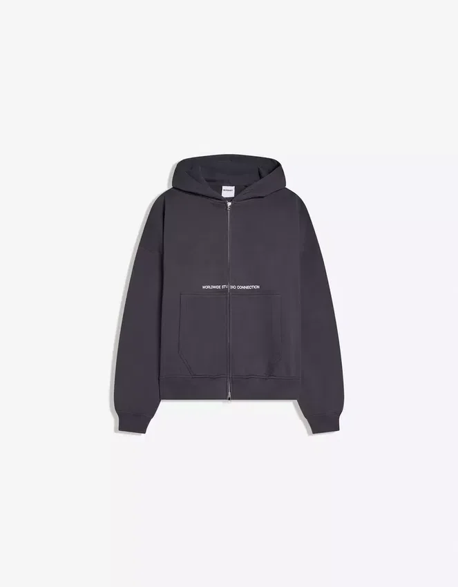 Sudadera corta de corte holgado con cremallera y estampado – Sudaderas y jerséis con capucha Sudadera corta de corte holgado con cremallera y estampado – Sudaderas y jerséis con capucha