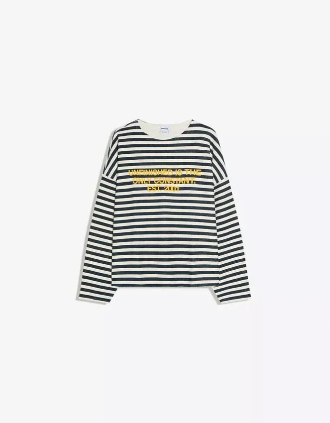 Sudadera de cuello redondo a rayas – Sudaderas y jerséis con capucha Sudadera de cuello redondo a rayas – Sudaderas y jerséis con capucha