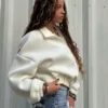 Sudadera holgada con cremallera y efecto neopreno Sudadera holgada con cremallera y efecto neopreno