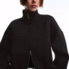 Sudadera holgada con cremallera y efecto neopreno