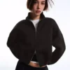 Sudadera holgada con cremallera y efecto neopreno