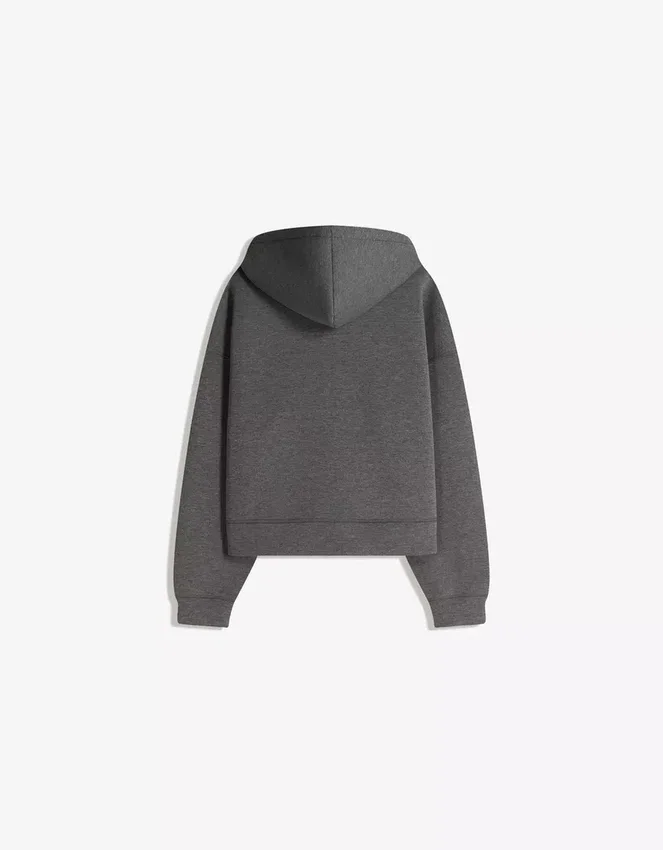 Sudadera oversize con cremallera y efecto neopreno Sudadera oversize con cremallera y efecto neopreno