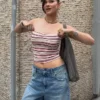 Top bandeau a rayas con hilo metalizado