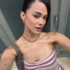 Top bandeau a rayas con hilo metalizado