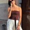 Top bandeau con lazo delantero – #Bershkastyle – Mujer Top bandeau con lazo delantero – #Bershkastyle – Mujer