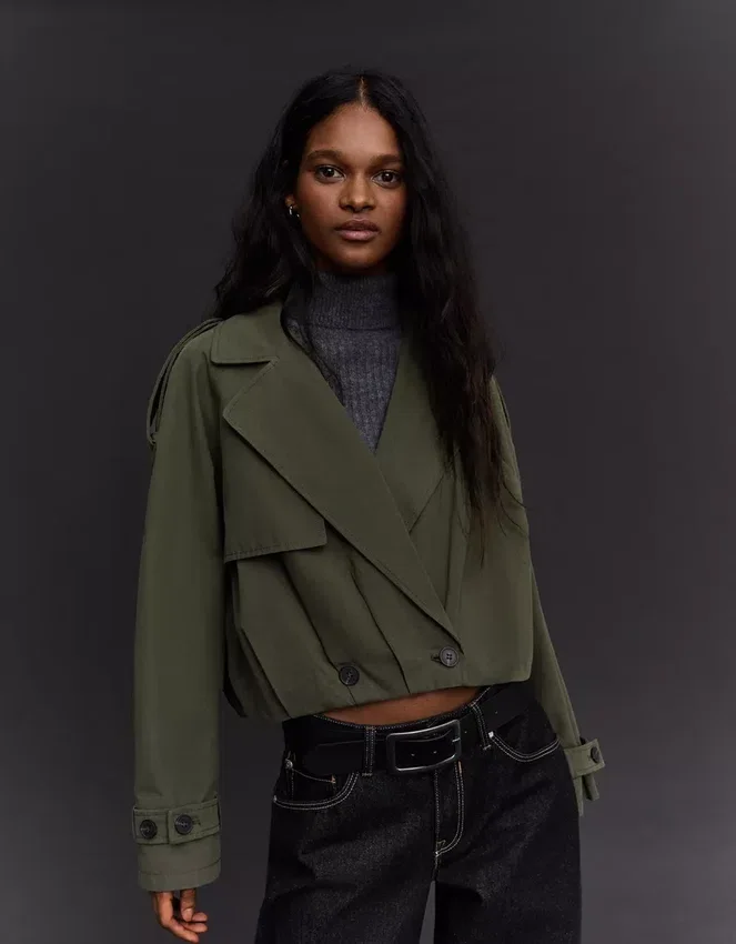 Trench corto con efecto globo – Chaquetas y abrigos Trench corto con efecto globo – Chaquetas y abrigos