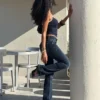 Vaqueros bootcut de talle bajo con solapas – Pantalones