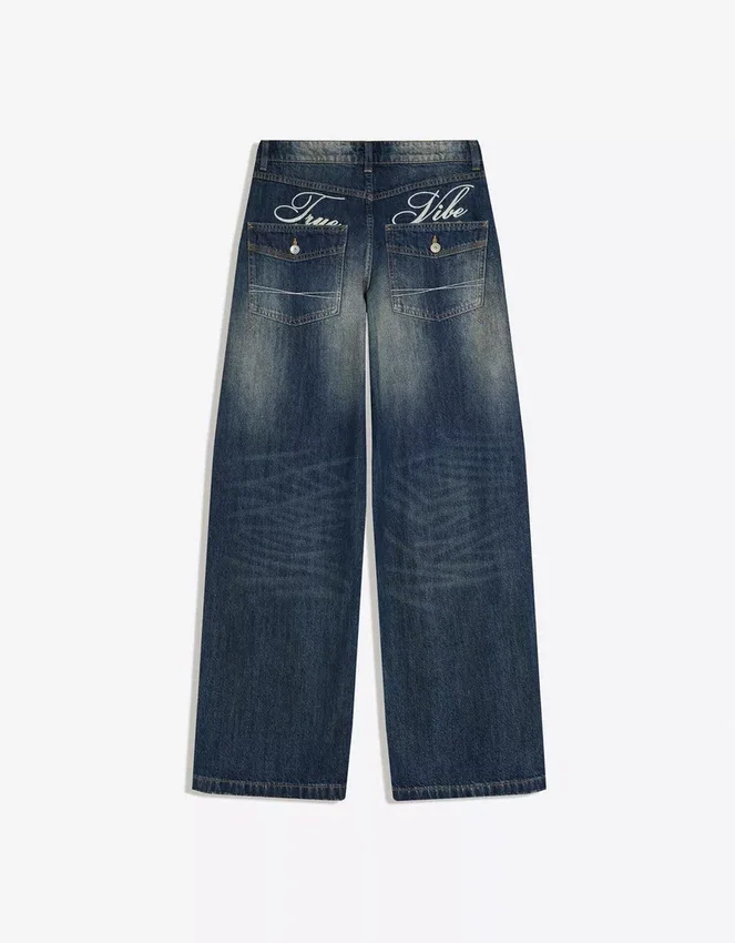 Vaqueros boyfriend de talle bajo con bordados – #Bershkastyle – Mujer Vaqueros boyfriend de talle bajo con bordados – #Bershkastyle – Mujer