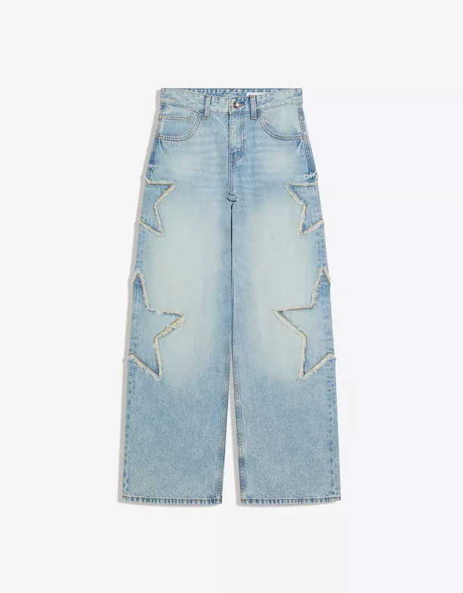 Vaqueros boyfriend de talle bajo con estrellas Vaqueros boyfriend de talle bajo con estrellas