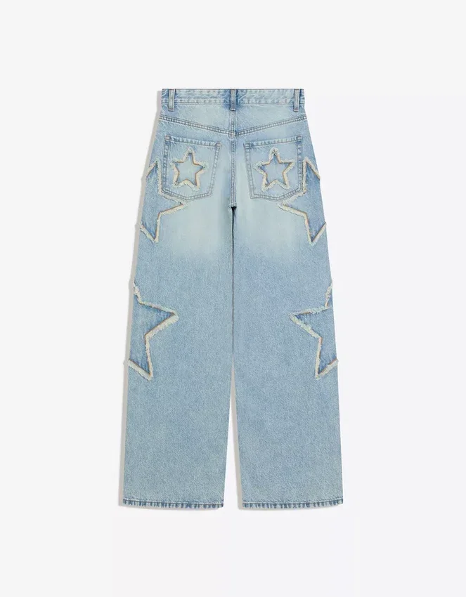 Vaqueros boyfriend de talle bajo con estrellas Vaqueros boyfriend de talle bajo con estrellas