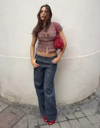 Vaqueros boyfriend de talle bajo con textura Vaqueros boyfriend de talle bajo con textura