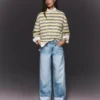 Vaqueros de cintura alta, corte Straight y pierna Wide Leg con bajos remangados – Pantalones Vaqueros de cintura alta, corte Straight y pierna Wide Leg con bajos remangados – Pantalones