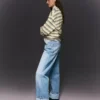 Vaqueros de cintura alta, corte Straight y pierna Wide Leg con bajos remangados – Pantalones Vaqueros de cintura alta, corte Straight y pierna Wide Leg con bajos remangados – Pantalones