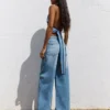 Vaqueros de cintura alta y pierna Wide Leg con cruz en la cintura – Pantalones Vaqueros de cintura alta y pierna Wide Leg con cruz en la cintura – Pantalones