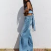 Vaqueros de cintura alta y pierna Wide Leg con cruz en la cintura – Pantalones Vaqueros de cintura alta y pierna Wide Leg con cruz en la cintura – Pantalones